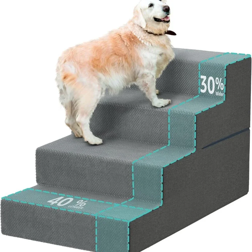 Large Dog Stairs for High Beds - 24 Inches Tall Extra Wide Pet Steps